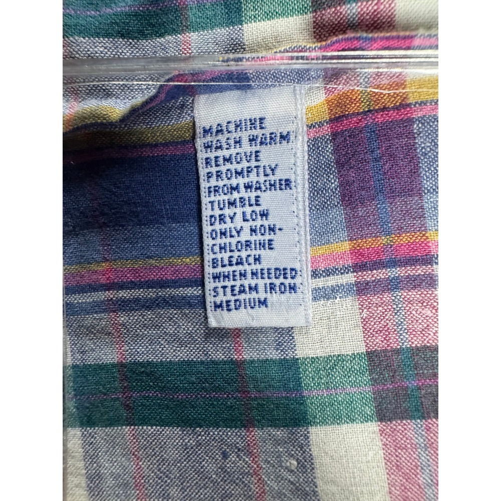 Ralph Lauren Button Down Shirt Mens L Blue Plaid Short Sleeve Hand Woven Cotton - Picture 6 of 9